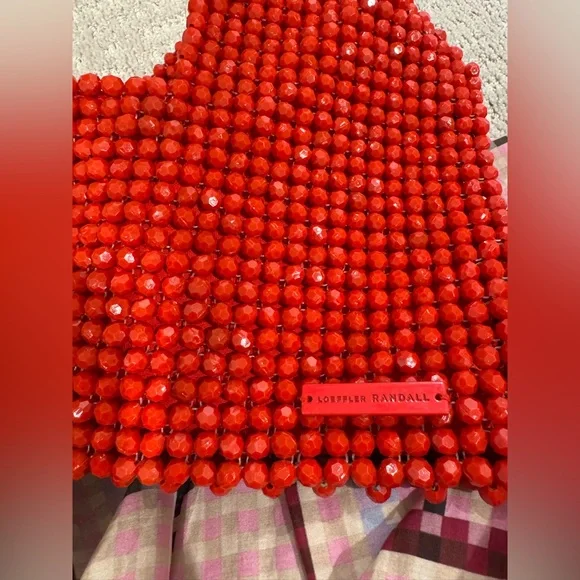 The Loeffler Randall beaded heart bag. Bright red. - Picture 4 of 5